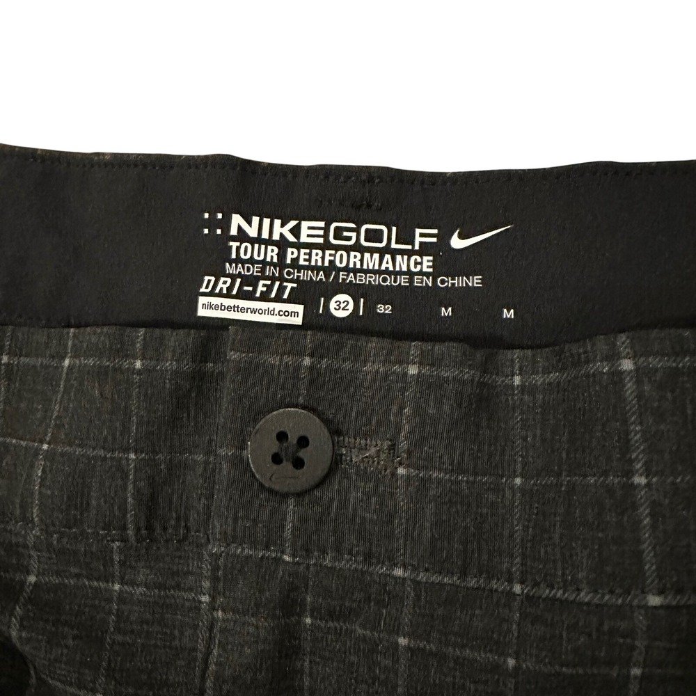 Nike Golf Shorts Men 32 Grey Plaid Dri-FIT Tour Performance Checkered Athletic